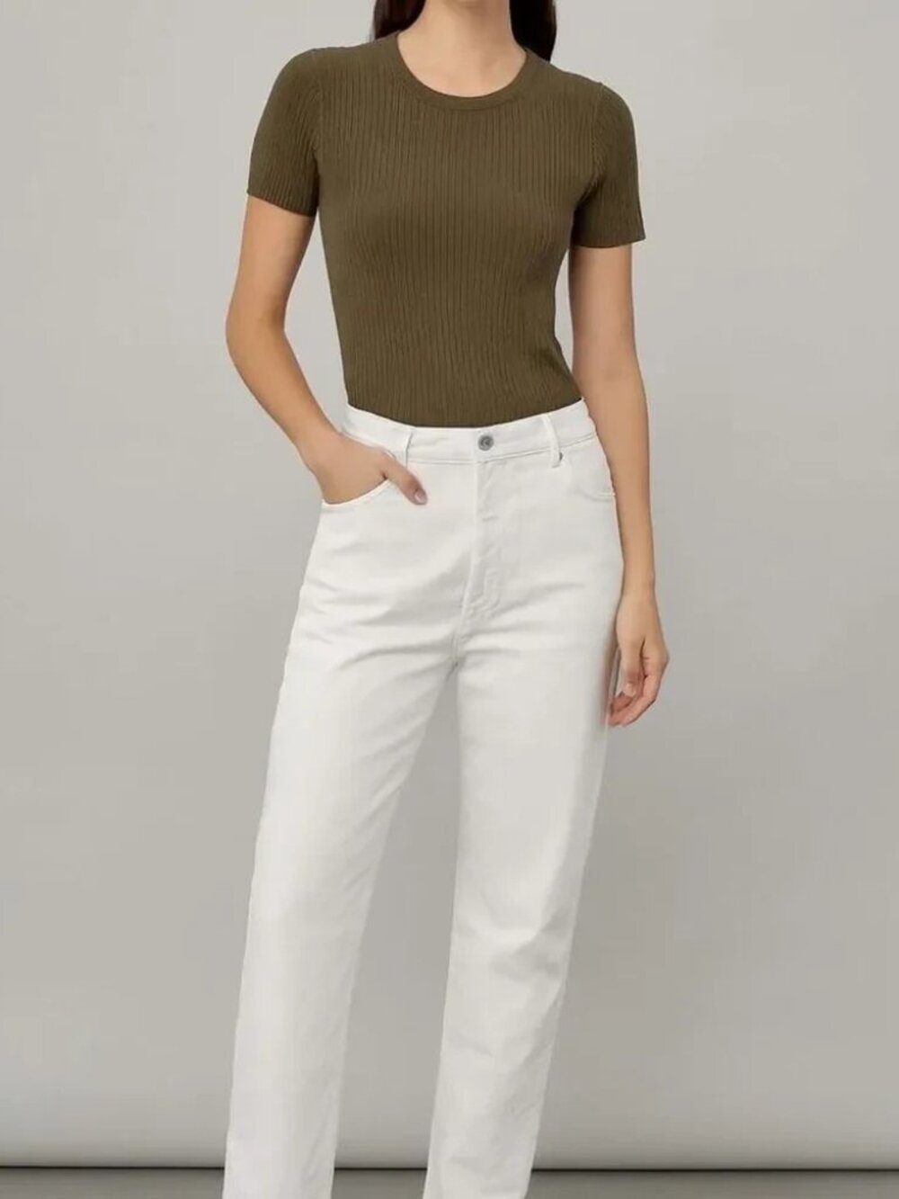 Everlane Jeans Pants Womens Sz 16 White Wide Leg High Rise Denim Stretch